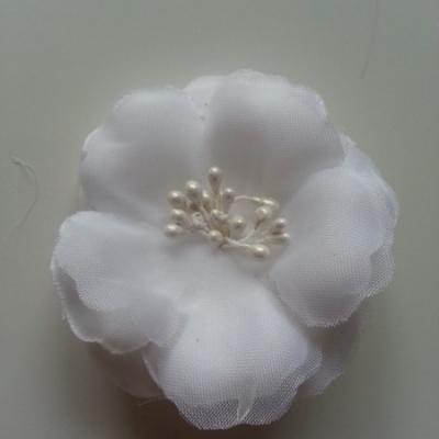 Applique fleur tissu et pistils  blanc 60mm