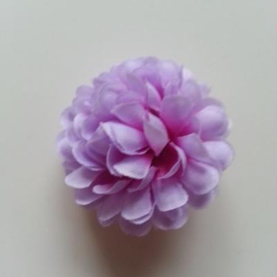 Fleur  pompon en tissu mauve et prune  50mm