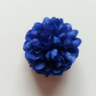 Fleur  pompon en tissu bleu  50mm