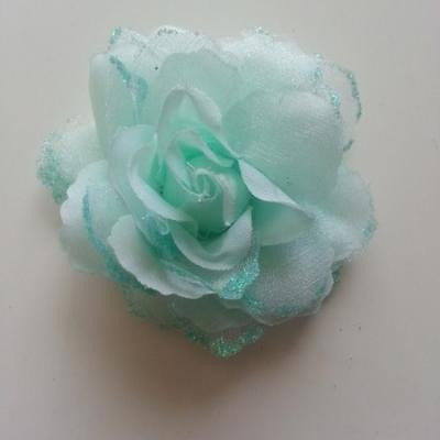 Rose  en tissu pailletée   verte 70mm