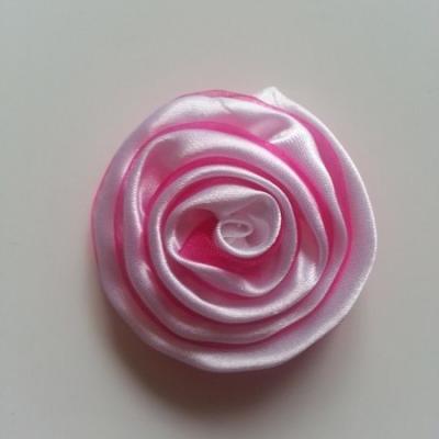 Rosette satin bicolore 55mm rose fuchsia