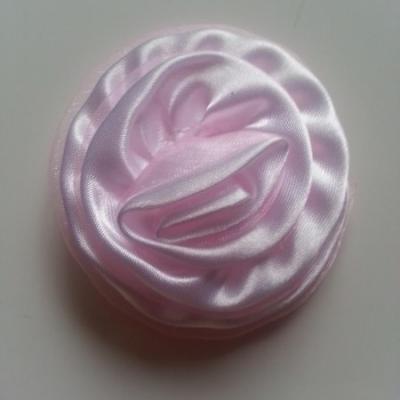 Rosette satin bicolore 55mm rose pale