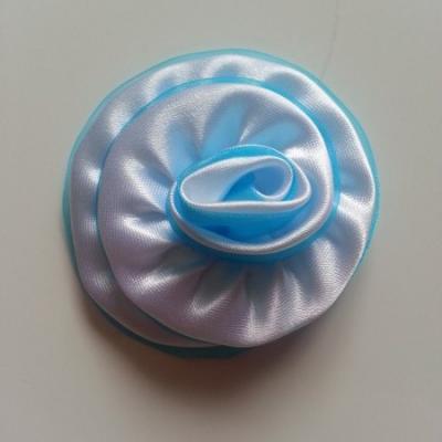 Rosette satin bicolore 55mm bleu