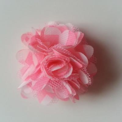 Rosette bicolore mousseline  50mm rose