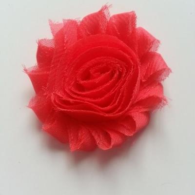 Applique fleur chabby   65mm rouge orangé