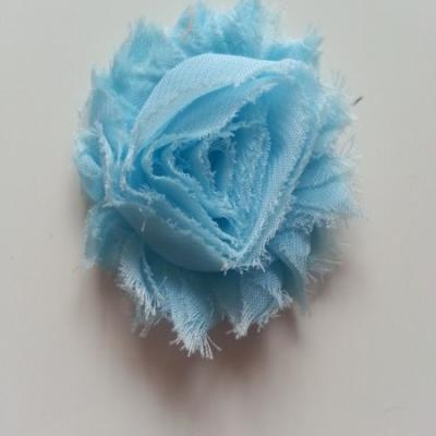 Applique fleur chabby   65mm bleu