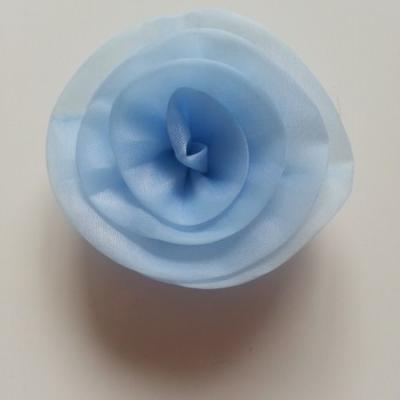rosette  fleur organza  65mm bleu ciel