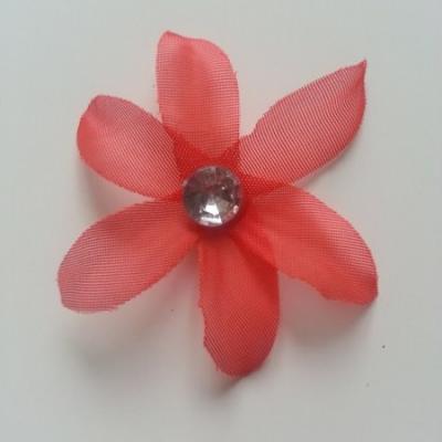 Fleur en tissu avec strass 65 mm rouge