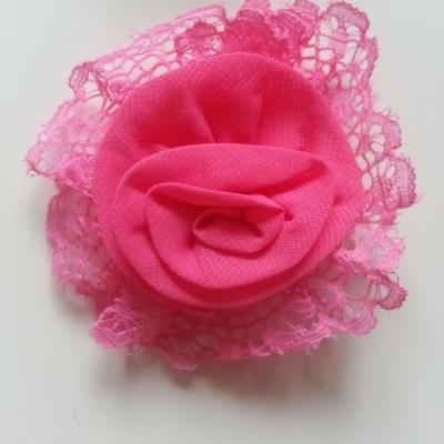 Applique dentelle et mousseline 75mm rose fuchsia