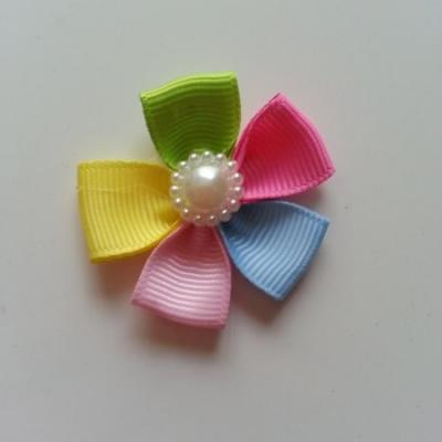 Fleur multicolore en ruban  40mm