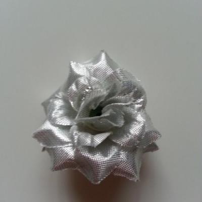 Fleur  en tissu  50mm argent