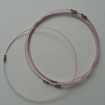 Collier en fil câblé  46cm rose