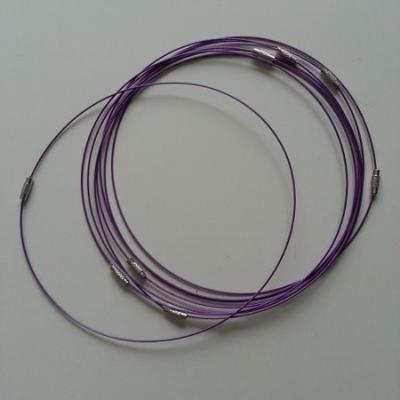 Collier en fil câblé  46cm violet