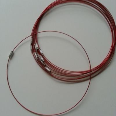 Collier en fil câblé  46cm rouge