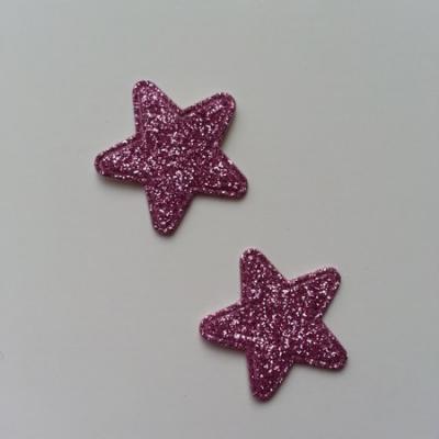 Lot de 2 étoiles paillettes rose en tissu 20mm