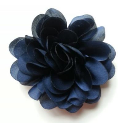 fleur en mousseline de soie 60mm bleu marine