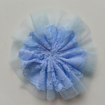 applique tulle et dentelle 80mm bleu ciel