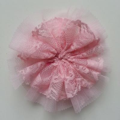 applique tulle et dentelle 80mm rose