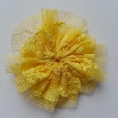 applique tulle et dentelle 80mm jaune