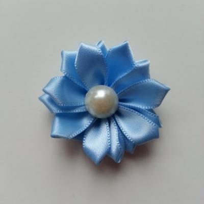 fleur satin demi perle  35mm bleu ciel