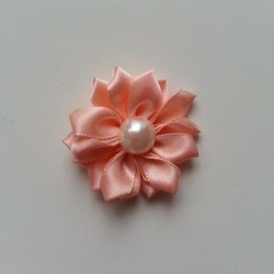 fleur satin demi perle  35mm pêche