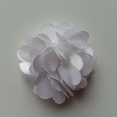 Rosette  fleur  satin et tulle  50mm blanc