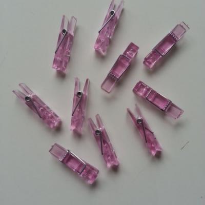 épingles à linge en plastique rose 8*35mm en lot de 10