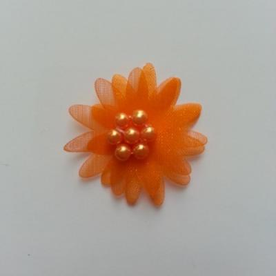 Double fleur  voile  et perle  30mm orange