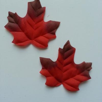 lot de 2 feuilles artificielles en tissu marron et rouge 70*60mm