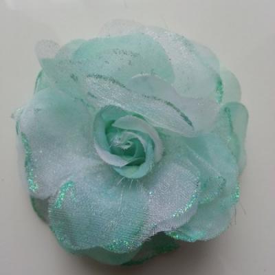 fleur artificielle en tissu  pailletée 90mm vert