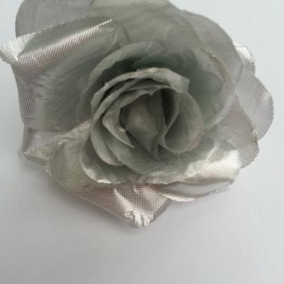 rose en tissu 70mm argent