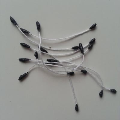 Lot de 10 pistils pailletés  tête de 3mm noir