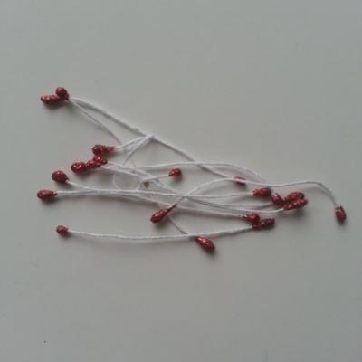 Lot de 10 pistils pailletés  tête de 3mm rouge