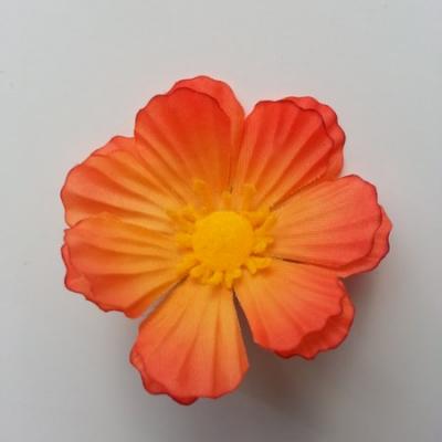 fleur en tissu orange 60mm