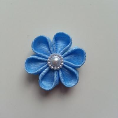 fleur en tissu 4cm bleu ciel pétales ronds