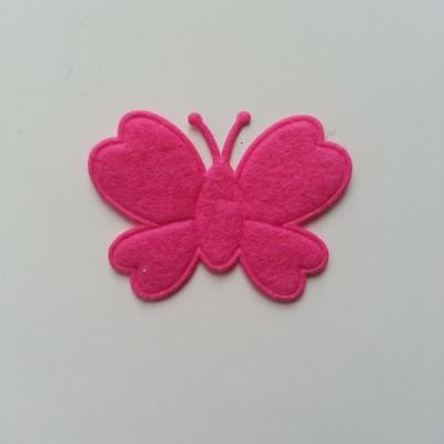 Papillon  en feutrine  rose fuchsia 45*35mm