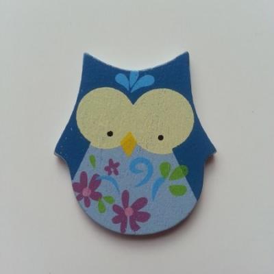 Hibou chouette en bois 35*40mm bleu