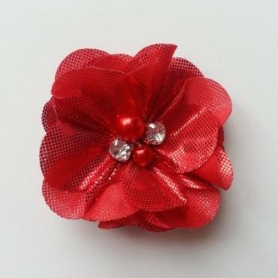 fleur en tissu irisé brillant 50mm rouge