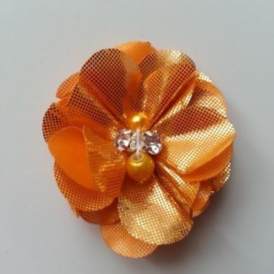 fleur en tissu irisé brillant 50mm orange