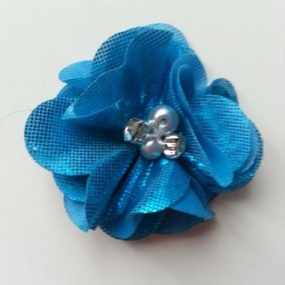 fleur en tissu irisé brillant 50mm bleu turquoise