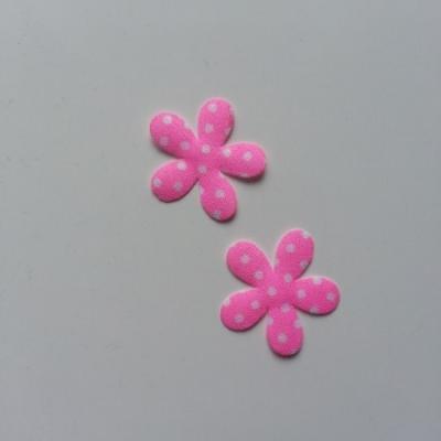 Lot de 2 appliques fleurs tissu à pois   27mm rose