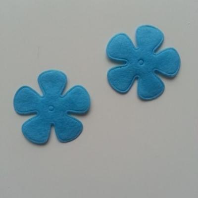 Lot de 2 fleurs  feutrine 45mm bleu