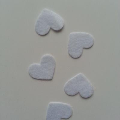 lot de 5 coeurs en feutrine autocollante blanc 20*18mm