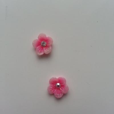 Lot de 2 fleurs  avec strass au centre 12 mm rose