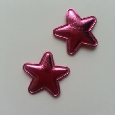 Lot de 2 appliques étoiles matelassées 25*25 mm rose fuchsia