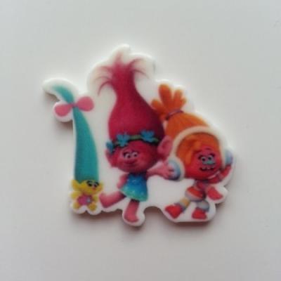 Cabochon  plat en résine trolls 35*31mm