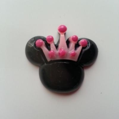 Cabochon en résine  souris  27*28mm couronne rose