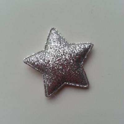 étoile matelassée pailletée  33mm argent