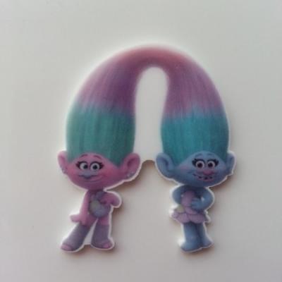 Cabochon  plat en résine trolls 45*40mm