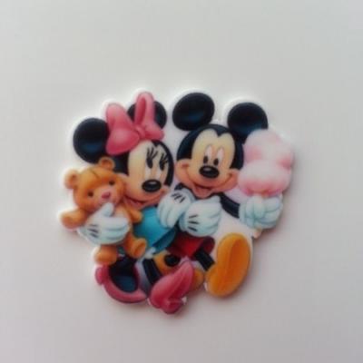 Cabochon  plat en résine minnie et mickey 32*32mm